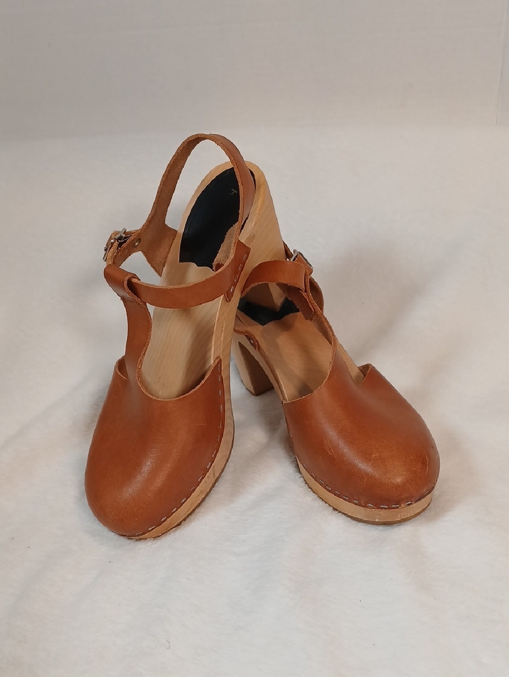 Swedish Hasbeen T Strap Sky High Clogs Sz 40 - Picture 6 of 11